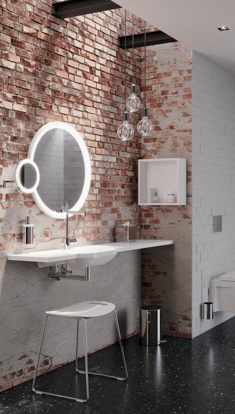 Salle de bains d'hôtel HEWI avec produits universels Produits universels de HEWI à l'hôtel