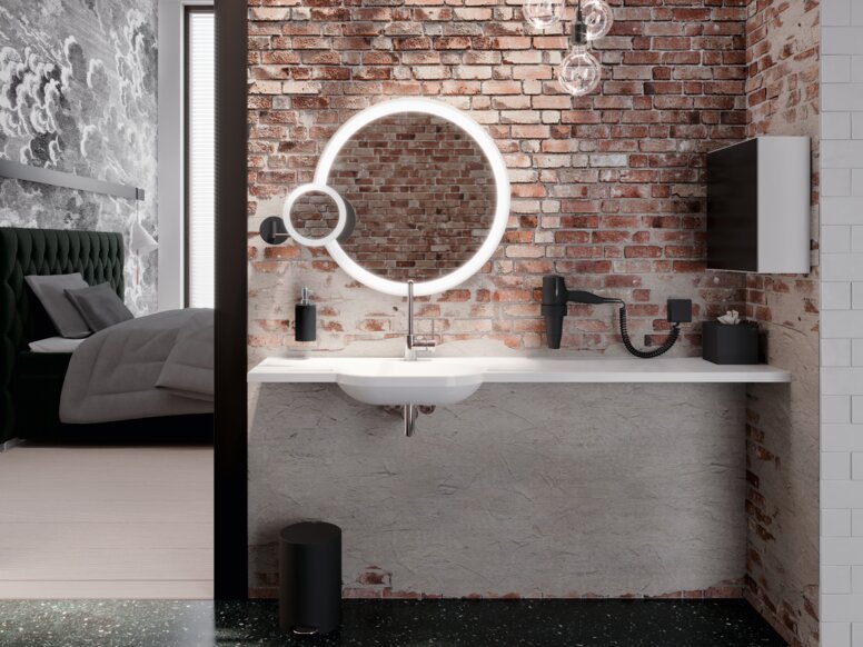 Salle de bain d'hôtel HEWI Produits universels dans les salles de bains d'hôtels